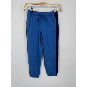 NWT Hanna Anderson Pajama Pants Kids 8 Blue Black Stripe Fleece Slash Pockets
